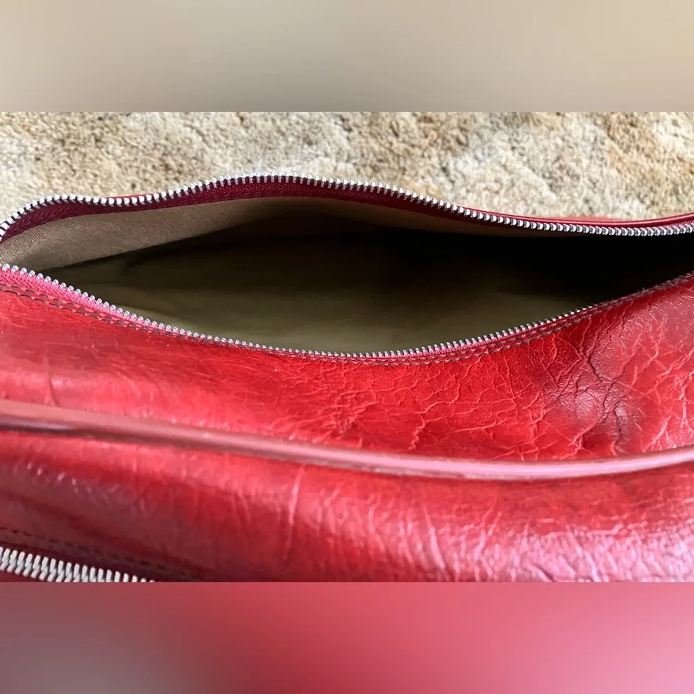 Sears Vintage Travel Bag, Burgundy Leather, YKK Zippers, 44” Adj. Strap